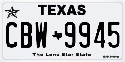 TX license plate CBW9945