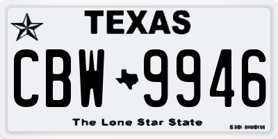 TX license plate CBW9946