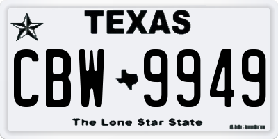 TX license plate CBW9949