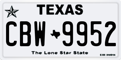 TX license plate CBW9952