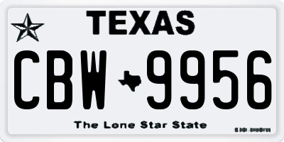 TX license plate CBW9956