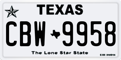 TX license plate CBW9958