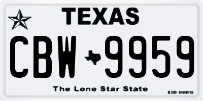TX license plate CBW9959