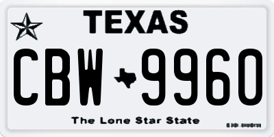 TX license plate CBW9960