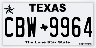 TX license plate CBW9964