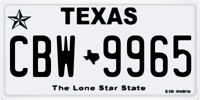 TX license plate CBW9965