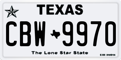 TX license plate CBW9970
