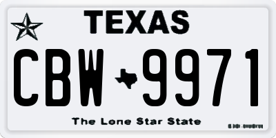 TX license plate CBW9971