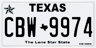 TX license plate CBW9974