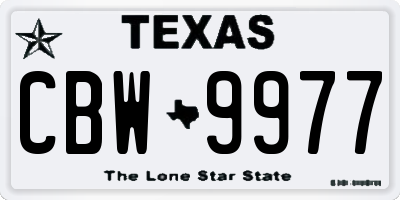 TX license plate CBW9977