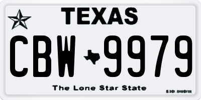 TX license plate CBW9979