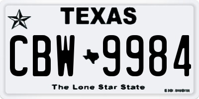 TX license plate CBW9984