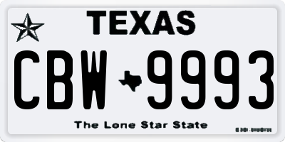 TX license plate CBW9993