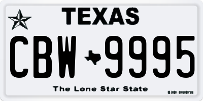 TX license plate CBW9995