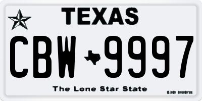 TX license plate CBW9997