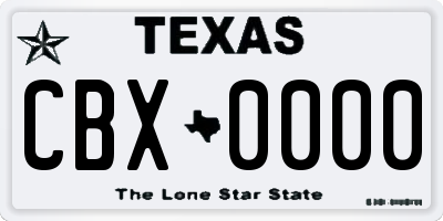 TX license plate CBX0000
