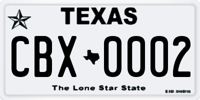 TX license plate CBX0002