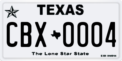 TX license plate CBX0004