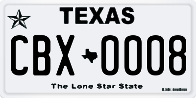 TX license plate CBX0008