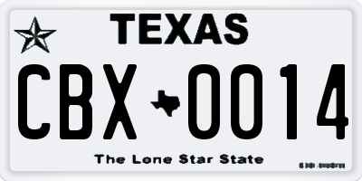 TX license plate CBX0014