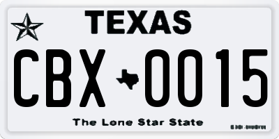 TX license plate CBX0015