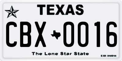 TX license plate CBX0016