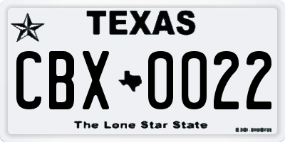 TX license plate CBX0022