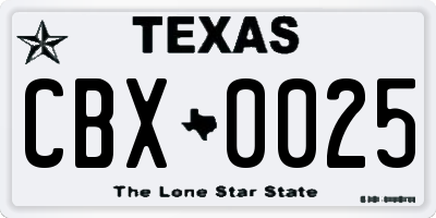 TX license plate CBX0025