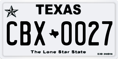 TX license plate CBX0027