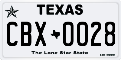 TX license plate CBX0028