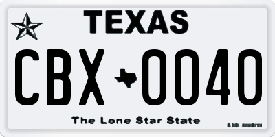 TX license plate CBX0040