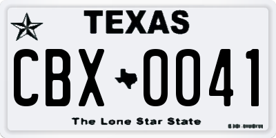 TX license plate CBX0041
