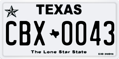 TX license plate CBX0043