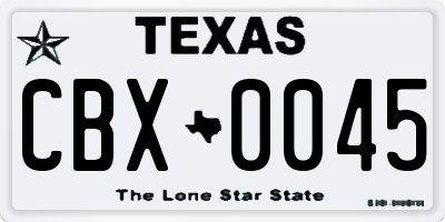 TX license plate CBX0045