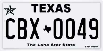 TX license plate CBX0049