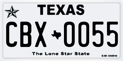 TX license plate CBX0055
