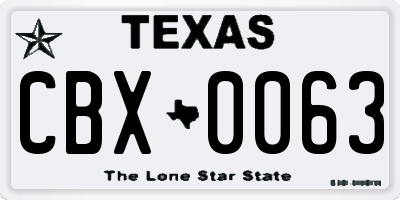 TX license plate CBX0063