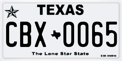 TX license plate CBX0065