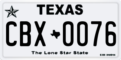 TX license plate CBX0076