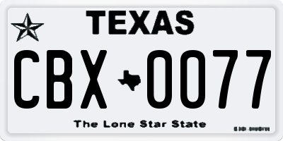 TX license plate CBX0077