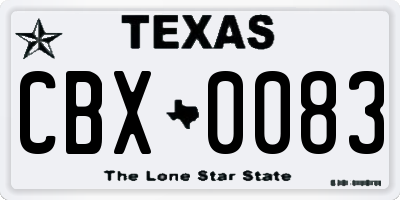 TX license plate CBX0083