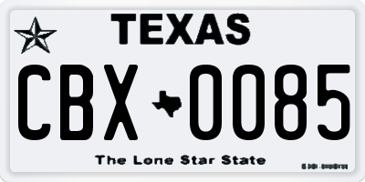 TX license plate CBX0085