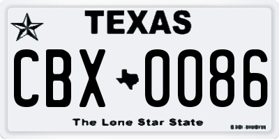 TX license plate CBX0086