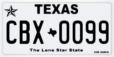 TX license plate CBX0099