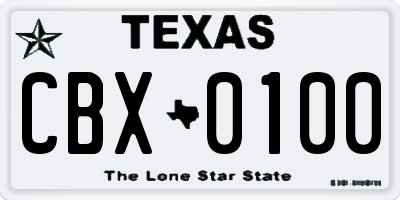 TX license plate CBX0100