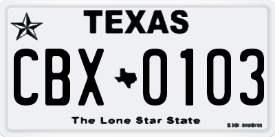 TX license plate CBX0103