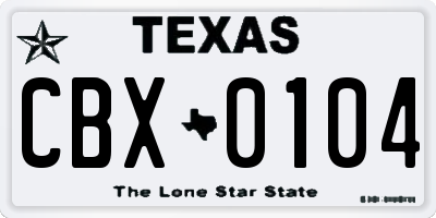 TX license plate CBX0104