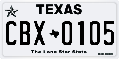 TX license plate CBX0105