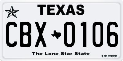 TX license plate CBX0106