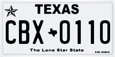 TX license plate CBX0110